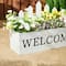 Glitzhome&#xAE; White Wood WELCOME Fence-Inspired Planter Stand Set